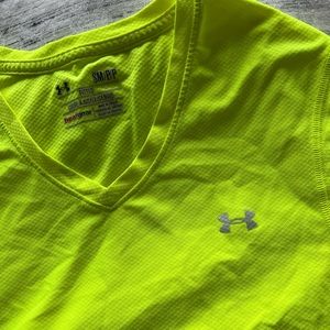 Neon Yellow Under Armour exercise shirt